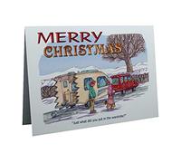 Caravan Caravanning Merry Christmas Humour Cartoon A5 Funny Blank Greeting Card by Armand Foster