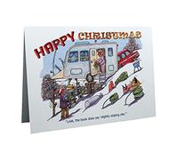 Caravan Caravanning Merry Christmas Humour Cartoon A5 Funny Blank Greeting Card by Armand Foster