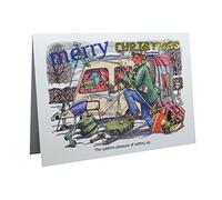Caravan Caravanning Merry Christmas Humour Cartoon A5 Funny Blank Greeting Card by Armand Foster