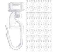 Caravan Curtain Hooks, Plastic Curtain Clips with Hooks, Heavy Duty Curtain Glider Hooks for Track, Set of 100 Pieces in 34mm Size, Dimensions 12 X 81.5 Mm