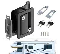Caravan Door Lock, RV Trailer Door Lock, Latch Replacement with Deadbolt, Anti-Prying, Interior/Exterior Handle Control with 4 Keys, for Campers, RVs, Cargo Trailers, Fits 1.25"-1.5" Door Thickness