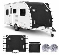 Caravan Front Towing Cover for Bailey Olympus 540-5 Series 2 2011-2013, Waterproof Heavy Duty 4-Layer Oxford Towing Protector, Reflective Strips, 2 LED Lights, Awning Rail Fit