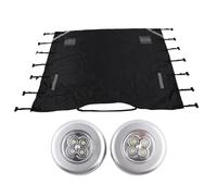 Caravan Front Towing Cover, Universal Black 210D Oxford Cloth Caravan Front Towing Cover Water proof Protector Protects From Stone Chips with 2 LED Lights for Car Campers Travel Trailers