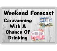 Caravan Gift Fridge Magnet - Weekend Forecast Caravanning With A Chance Of Drinking - Cute Novelty Fun Holiday Present