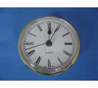 Caravan Motorhome Clock 72mm Round White Face Brass Trim