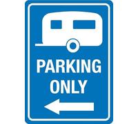 Caravan Parking Only Left Arrow Notice Warning Metal Sign Aluminum Signs For Outdoors Use Yard Farm Fence Home Wall Decor 8X12 Inch