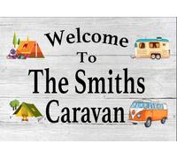 Caravan Personalised Metal Sign Man Cave Bar Plaque Shed Garage Decor Campervan (A5 (200x150mm) Approx)