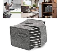 Caravan Plate Holder Camping Dinnerware Storage Felt Bag with Handles Hard Platter Containers Case 8 Plates for Protecting Motorhome Cupboard Kitchen Cookware