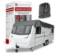 Caravan Roof Cover - Roof Protector With Adjustable Straps, Hooks & Storage Bag, Heavy-Duty, Waterproof, UV-Resistant Breathable 150D for All-Weather Use by UK Custom Covers (12-14ft, Dark Grey)