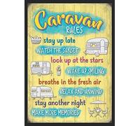 Caravan Rules Metal Sign Man Cave Bar Plaque Vintage Shed Garage Decor Tin Retro (A5 (200x150mm) Approx)