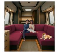 Caravan Seat Cover Stretch Jacquard, Pet Friendly Splash-Proof RV Dinette Cushion Covers, Couch Cushion Covers for Camper Sofa Bench (Red,W 155-185 cm, D 85-105 cm)