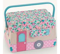 Hobby Gift Novelty Sewing Craft Storage Box - Embroidered Caravan
