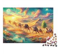 Caravan Travels through Vivid Dunes 1000-Piece Jigsaw Puzzle Desert-style Camel Ideal for Birthday 52x38cm/1000pcs