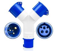 Caravans Hook Up 16Amp 2-Way Cable Plug Splitter, 220v 3 Pin Industrial Site Plug IP44 Waterproof Wall Socket Electric Power Main Lead Adaptor Converter for Camping Motorhomes Tents