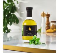 Caravella Fine Food Basil flavored Extra Virgin Olive Oil 250 ml - 100%Italian Cold-pressed Aromatic - for Cooking Drizzling Dipping - ideal for Pasta Pizza Caprese Salads Pesto - Elegant Gourmet Gift