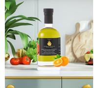Caravella Fine Food Extra Virgin Olive Oil Seville Orange flavored 250 ml - 100% Italian Citrus taste Cold-pressed - Cooking Drizzling Dipping -for Sea food Risotto Chicken Salads Lamb - Versatile use
