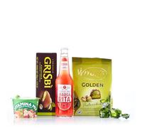 Caravella Fine Food - Gift set "Pistachio n°2" - Alcohol-free - Margarita Virgin Cocktail 33 cl, Pistachio Milk Chocolates, Chocolate cookies with Pistachio cream, Vitamine mix Crunchy Snack