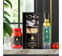 Caravella Fine Food - Italian Gourmet Gifts - Pasta Penne Rigate, Puttanesca Sauce, Olive Oil EVO - Luxury hampers from Venice for Him Her Family Couples Christmas Easter Birthday Anniversary