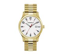 Caravelle by Bulova Men's Traditional 3-Hand Date Quartz Gold Tone Stainless Steel Watch with Expansion Band Style: 44B117, Gold Tone/White Dial, Gold-Tone/White dial