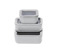 Caraway 3pc Glass Food Storage Set - 10, 6.6, & 4.4 Cup Containers - Ceramic Coated - Non-Toxic Non-Stick Lunch Box With Glass Lids - Dishwasher, Oven, & Microwave Safe - Gray