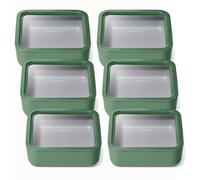 Caraway 6pc Glass Food Storage Set - 10 Cup Food Containers (6) - Ceramic Coated - Non Toxic, Non Stick with Lids - Microwave Safe - Sage