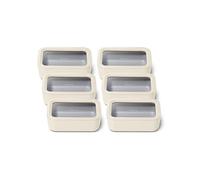 Caraway 6pc Glass Food Storage Set - 6.6 Cup Food Containers (6) - Ceramic Coated - Non Toxic, Non Stick with Lids - Microwave Safe - Cream