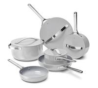 Caraway Deluxe Nonstick Ceramic Cookware Set (16 Piece) Pots, Frying Pans, Lids and Kitchen Storage - PFAS & PFOA Free - Oven Safe Ceramic Pan Set & Compatible with All Stovetops - Gray