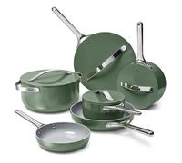 Caraway Deluxe Nonstick Ceramic Cookware Set (16 Piece) Pots, Frying Pans, Lids and Kitchen Storage - PFAS & PFOA Free - Oven Safe Ceramic Pan Set & Compatible with All Stovetops - Sage