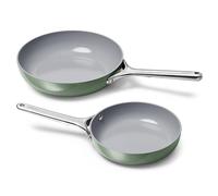 Caraway Fry Pan Duo - Nonstick Ceramic Frying Pan (8" & 10.5”) - Non Toxic, PTFE & PFOA Free - Oven Safe & Compatible with All Stovetops (Gas, Electric & Induction) - Sage