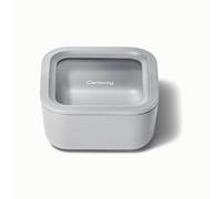 Caraway Glass Food Storage, 4.4 Cup Glass Container,Ceramic Coated Food Container,Easy to Store, Non Toxic, Non Stick Lunch Box Container with Glass Lids. Dishwasher, Oven,Square Shape,Gray