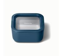 Caraway Glass Food Storage - 4.4 Cup Glass Containers with Ceramic Coat, Non-Toxic, Non-Stick, Easy to Store Square Navy Lunch Box