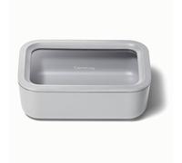 Caraway Glass Food Storage - 6.6 Cup Square Container, Ceramic Coated, Non Toxic, Non Stick Lunch Box with Glass Lid - Dishwasher & Oven Safe - Gray