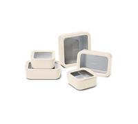 Caraway Glass Food Storage Set, 14 Pieces - Ceramic Coated Food Containers - Easy to Store, Non Toxic Lunch Box Containers with Glass Lids - Includes Storage Organizer & Dot & Dash Inserts - Cream