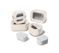 Caraway Mini Food Storage 11pc Set - Glass Storage Containers for Food - Non-Toxic Ceramic-Coated Glass - Air Release Technology - Compact & Stackable Design - Cream