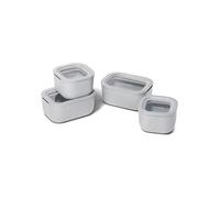 Caraway Mini Food Storage 9pc Set - Glass Storage Containers for Food - Non-Toxic Ceramic-Coated Glass - Air Release Technology - Compact & Stackable Design - Gray