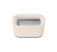 Caraway Mini Rectangle Food Storage Container - 2.6 Cup Glass Storage Container for Food - Non-Toxic Ceramic-Coated Glass - Air Release Technology - Compact & Stackable Design - Cream