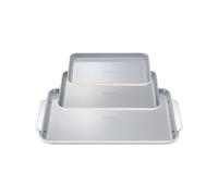Caraway Non-Stick Ceramic Baking Sheet Trio - Naturally Slick Ceramic Coating - Non-Toxic, PTFE & PFOA Free - 18 x 13" Large, 15 x 10" Medium, & 9" x 13" Small - Cream
