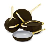 Caraway Nonstick Ceramic Cookware Set (12 Piece) Pots, Pans, Lids and Kitchen Storage - Non Toxic - Oven Safe & Compatible with All Stovetops - Black