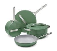 Caraway Nonstick Ceramic Cookware Set (12 Piece) Pots, Pans, Lids and Kitchen Storage - Non Toxic - Oven Safe & Compatible with All Stovetops - Sage