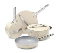 Caraway Nonstick Ceramic Cookware Set (12 Piece) Pots, Pans, Lids and Kitchen Storage - Non Toxic, PTFE & PFOA Free - Oven Safe & Compatible with All Stovetops (Gas, Electric & Induction) - Cream