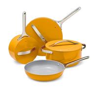 Caraway Nonstick Ceramic Cookware Set (12 Piece) Pots, Pans, Lids and Kitchen Storage - Oven Safe & Compatible with All Stovetops - Marigold