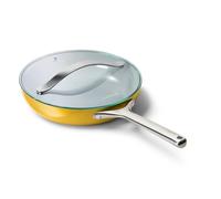 Caraway Nonstick Ceramic Frying Pan With Glass Lid (2.7 qt, 10.5") - Non Toxic, PTFE & PFOA Free - Oven Safe & Compatible with All Stovetops (Gas, Electric & Induction) - Marigold