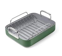 Caraway Roasting Pan - 16x13” Roasting Pan with Rack - Non-Stick Ceramic Coated - Non Toxic, PTFE & PFOA Free - Oven Safe & Compatible with All Stovetops - Sage