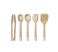 Caraway Wooden Utensil Set - 5 Piece Cooking Utensil Set - Spoon, Server, Scraper, Spatula, & Tongs - Made From FSC-Certified Birch Wood - No Microplastics