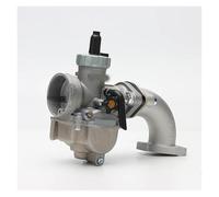 Carb 2T 4T Motorcycle Carburetor Kit PE Flange With Intake Curve Pipe Cold Air Elbow Set With Jets Carburetor(24mm Silvery Kit)