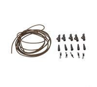 Carb Fishing Accessory Set with 4# Swivels, Clips and PVC Tubing (1mmetersID, 2mmetersOD) for Carp Rig, Tail Rubbers & Terminal Tackle in Army Green