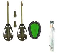 Carb Fishing Feeder Bait Cage with Zinc Alloy Inline Weight 30g 40g 50g 60g, Pre-Assembled Design for Freshwater Fishing(B)