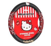 Carbella Hello Kitty Steering Wheel Cover, Universal Size 14.5-15.5, Black Plush, Cute Bows