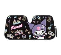 Carbella Kuromi Car Windshield Sun Shade, Official Sanrio Accordion Style Sunshade for Car Window, Cute Kawaii Car Sun Shade Windshield, Kuromi Car Accessories for Women (Neon Party)