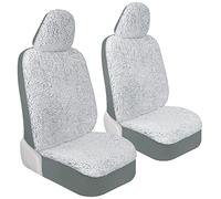 Carbella Plush Sherpa Fleece Car Seat Covers, 2 Pack Gray Seat Cover for Cars with Soft Cushioned Touch, Cute Automotive Interior Protector for Trucks Van SUV